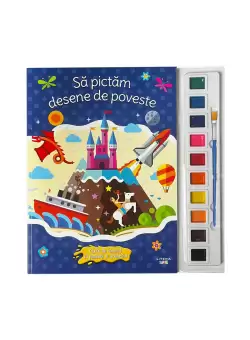 Sa pictam desene de poveste. Carte de colorat cu pensula si acuarele