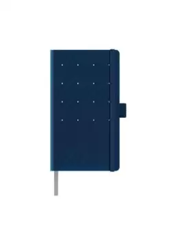 Agenda nedatata A5 Castelli, coperta rigida  bleumarin/argintiu, elastic bleumarin, dictando ivory, cutie eleganta neagra