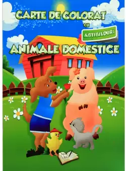 Carte de colorat cu abtibilduri - Animale domestice |