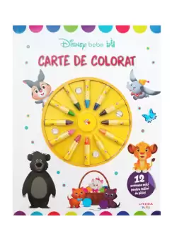 Disney Bebe. Carte de colorat. 12 creioane mici pentru maini de pitici