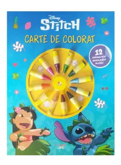Disney. Stitch. Carte de colorat. 12 creioane mici pentru maini de pitici