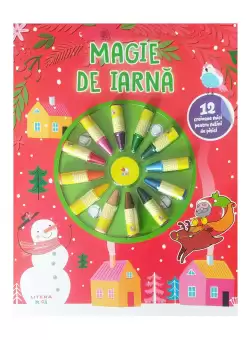 Magie de iarna. Carte de colorat. 12 creioane mici pentru maini de pitici