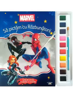 Marvel. Sa pictam cu Razbunatorii. Carte de colorat cu pensula si acuarele