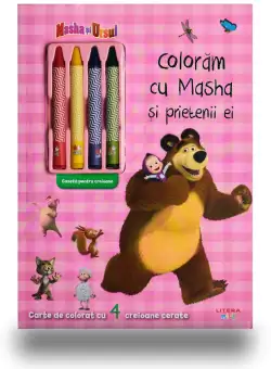 Masha si Ursul. Coloram cu Masha si prietenii ei (contine 4 creioane cerate)