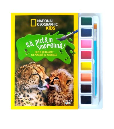 National Geographic Kids. Sa pictam impreuna! Carte de colorat cu pensula si acuarele