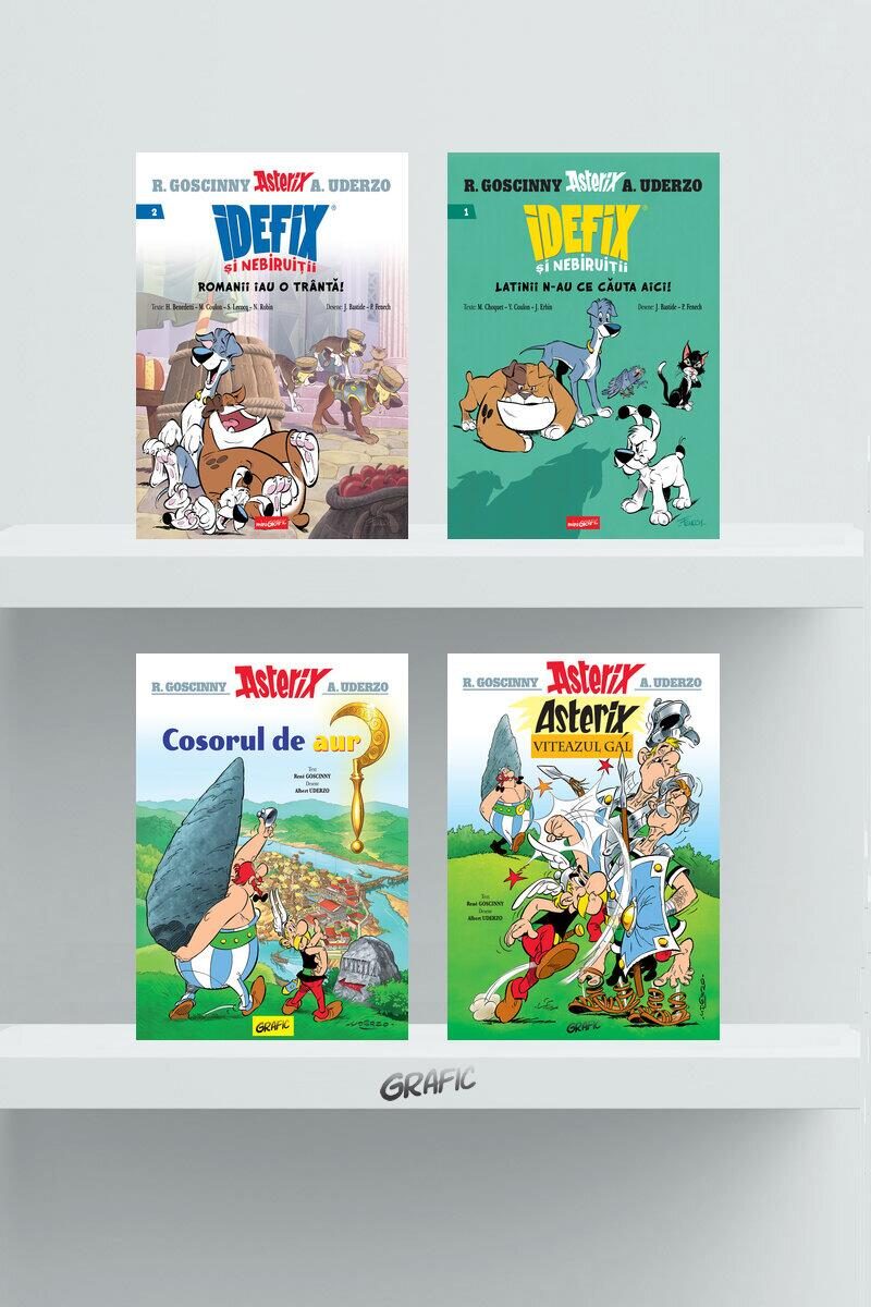 Pachet benzi desenate Asterix și Idefix ( 4 volume) - René Goscinny, Albert Uderzo
